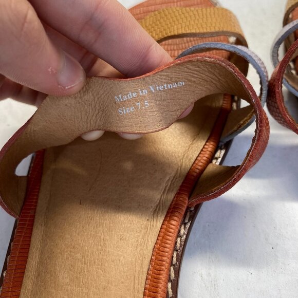 Madewell Slide Flat Sandal Embossed Leather Triple Straps Size 7.5,Comfort - Picture 12 of 12